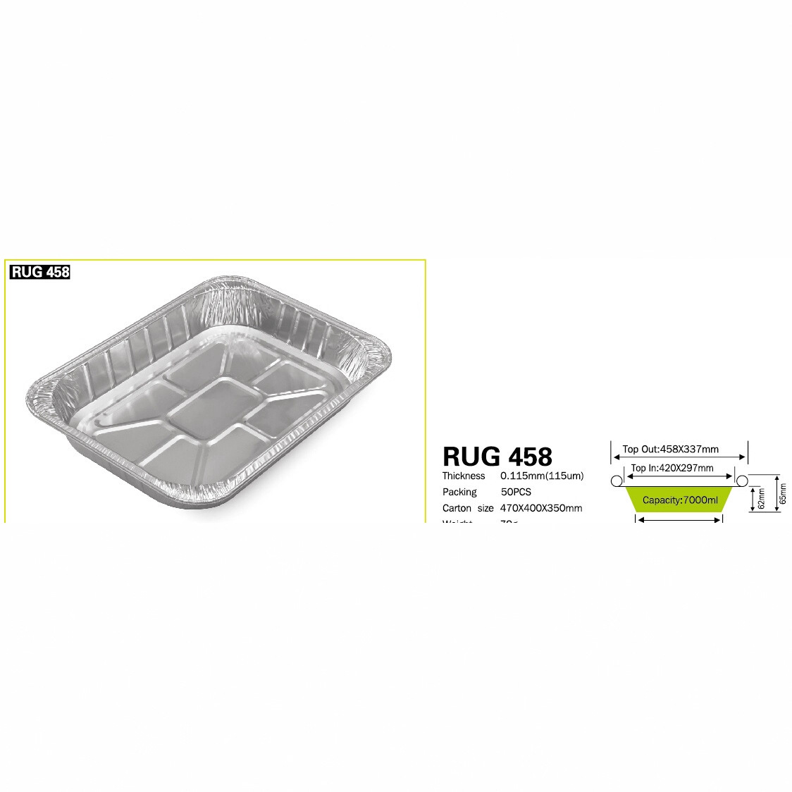 Disposable tin foil box, barbecue plate, grilled fish and seafood takeout, aluminum foil box, rectangular with lid, thickened and durable Item Picture