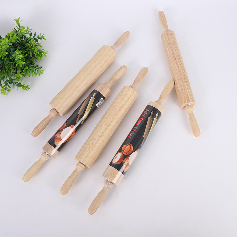 During the Spring Festival, the whole family makes dumplings with solid wood rolling pins, non-stick rolling rollers, and household rolling pins in stock for wholesale Specification image
