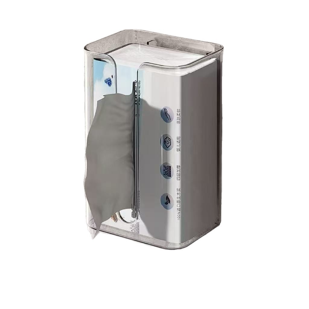 吸盘纸巾盒家用卫生间抽纸盒倒挂厕所纸置物壁挂式洗脸巾纳盒白底实物图