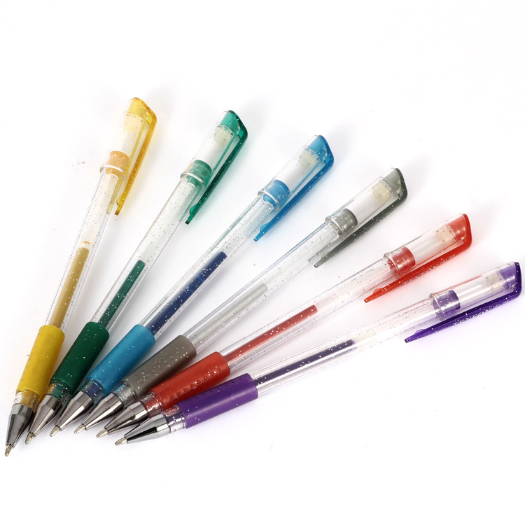 Six-color 1.0MM gel pen, multi-color glitter gel pen 163G set, socket gel pen wholesale details Picture