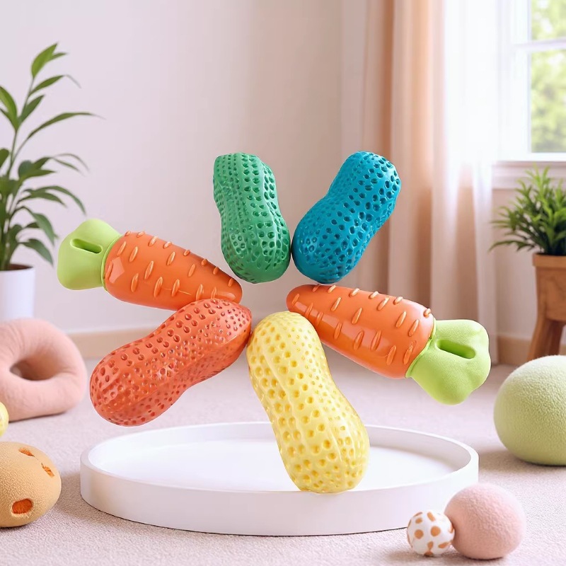 The sound-making toy for dogs and cats, allowing them to chew their teeth freely. The radish and peanut are cute, realistic, self-entertaining, and a great tool for teasing cats details Picture
