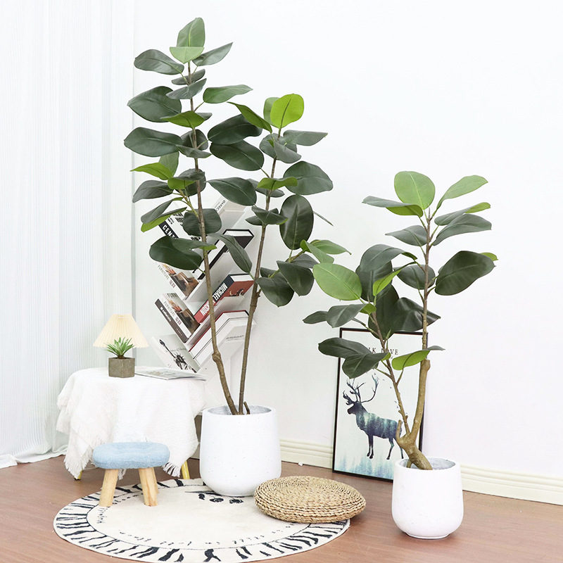 Large indoor living room floor-standing decoration, large-leaf artificial plant ornaments, bonsai, simulated green plants, rubber tree potted plants Application Scenario