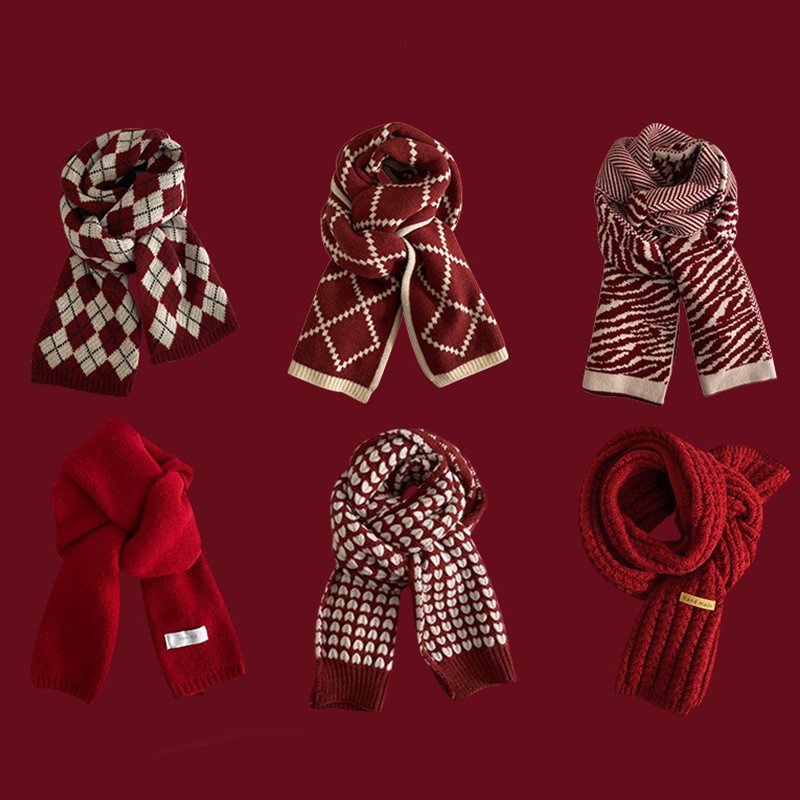 One-piece consignment New Year's Ankela red checkered scarf, winter atmosphere, versatile women's cashmere hand feel scarf, warm shawl, wholesale from street stalls
