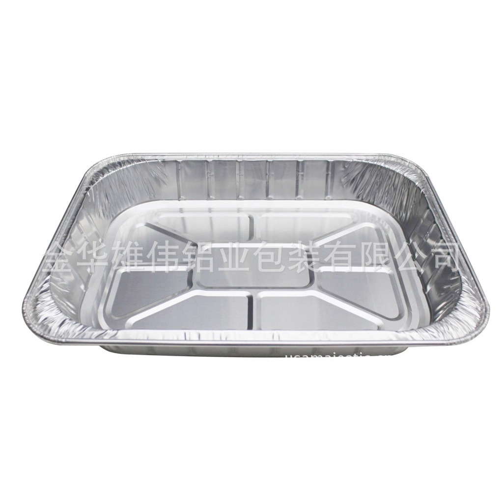 Disposable tin foil box, barbecue plate, grilled fish and seafood takeout, aluminum foil box, rectangular with lid, thickened and durable details Picture