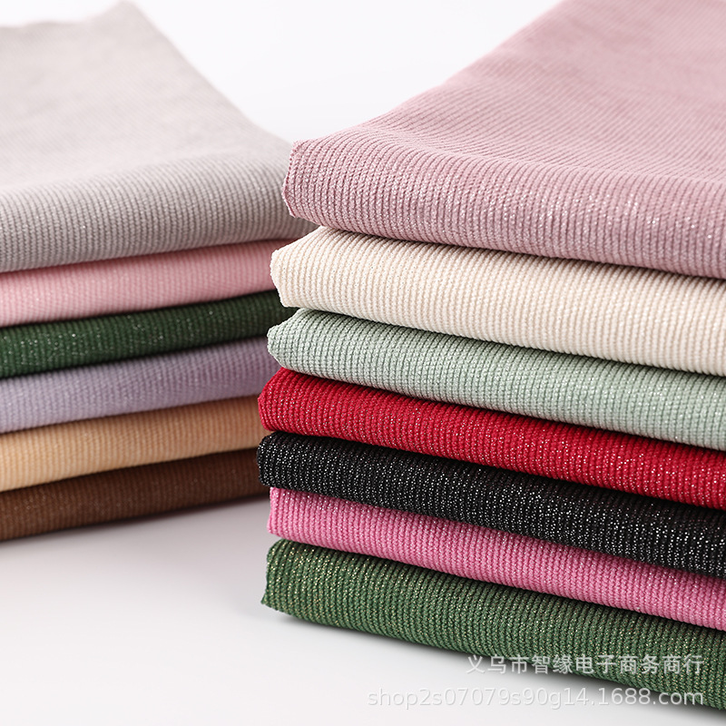 灯芯绒烫银撒粉布16条坑全涤涤纶饰品圣诞节装饰鲜花包材箱包现货