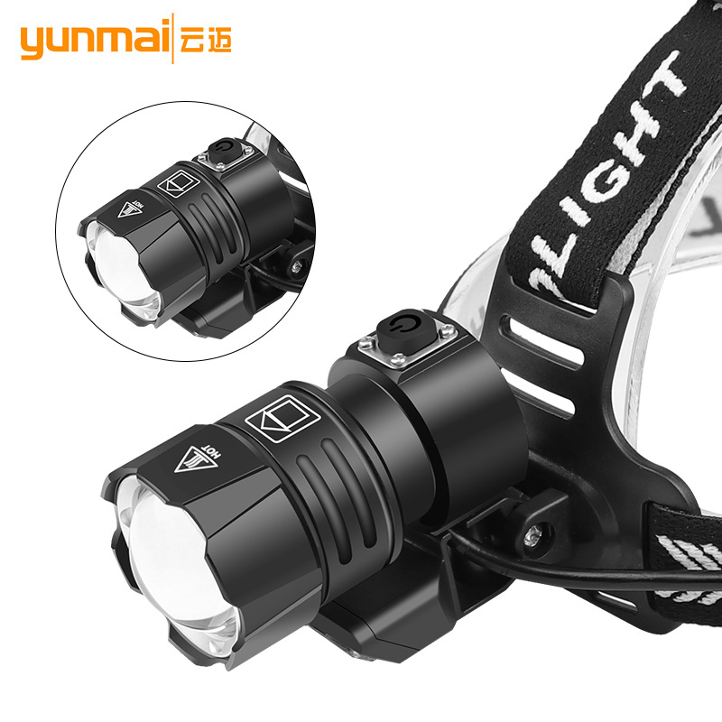 Cross-border nuevo XHP90 luz ligera fuerte XHP90+COB oblicuo 45° al aire libre pesca faro USB luz ligera fuerte