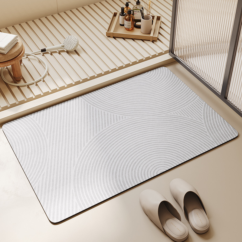 Simple Japanese-style bathroom door water-absorbing floor mat, quick-drying, anti-slip, dirt-resistant and easy-to-maintain diatom mud floor mat Specification image