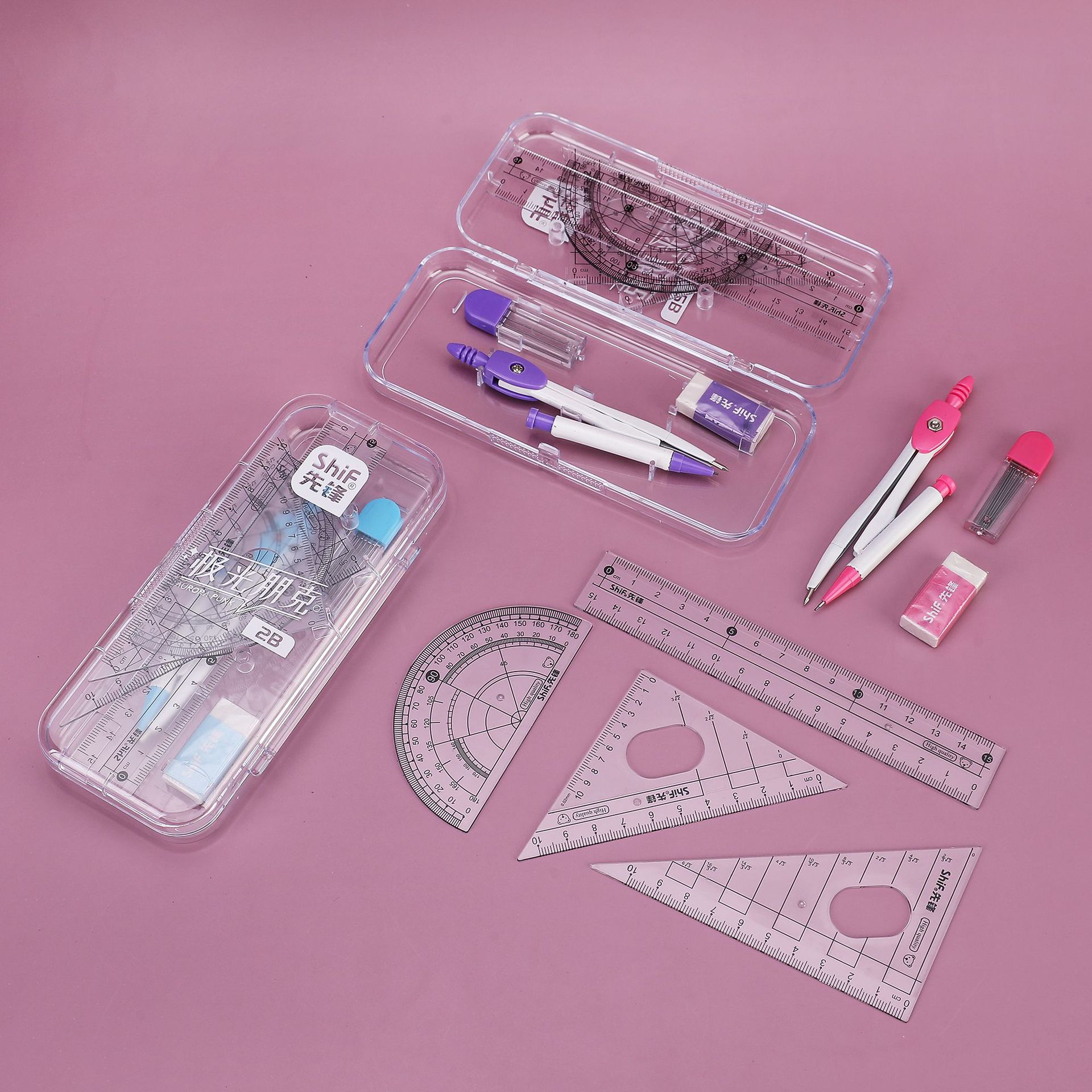 Pioneer 3172 Compass 7-piece Multi-functional student learning Supplies, Math Drawing Set, specially designed for exam drawing details Picture