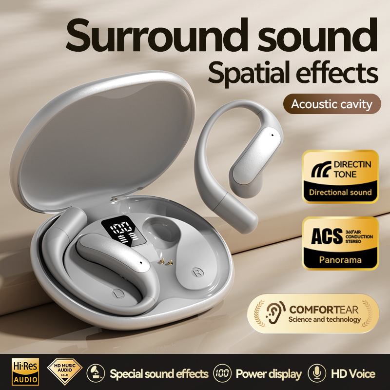 New product M129 Private mold OWS digital display non-in-ear Bluetooth headphones noise-cancelling wireless ear-hook smart headphones factory details Picture