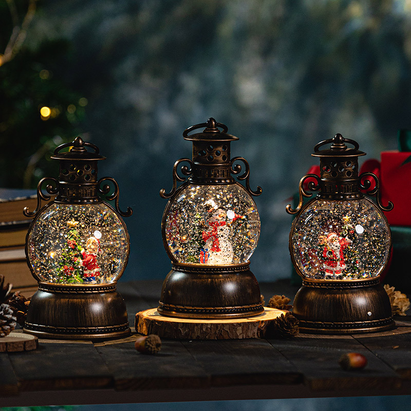 Christmas glowing music box, children's hand-held gift, music box, snowflake crystal ball, scene decoration, mini details Picture