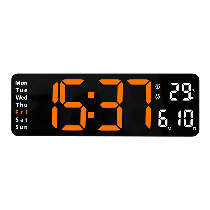 13-inch simple sitting and hanging dual-purpose living room clock, large font electronic clock, multiple alarm clocks, temperature and day of the week on the same screen, 6629 Item Picture