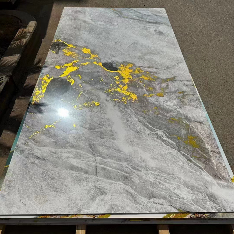 UV board imitation marble wall panel, paint-free board, waterproof and flame-retardant light luxury TV background decorative board, stone plastic UV board details Picture
