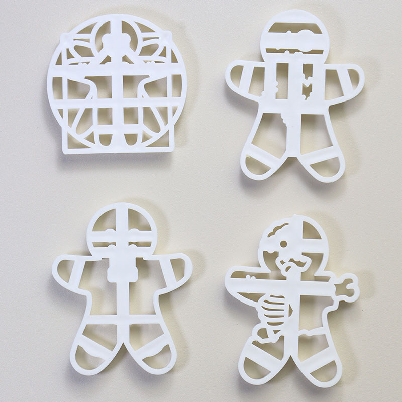 New Amazon plastic gingerbread man stamp mold, white embossing tool, diy cartoon Christmas stamp mold Specification image