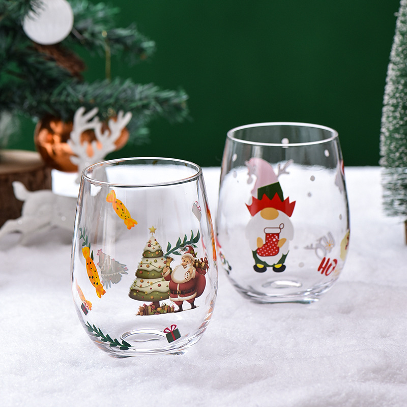 Hand-painted creative Christmas decoration series, red wine glasses, painted crystal glass, goblets, wine glasses wholesale