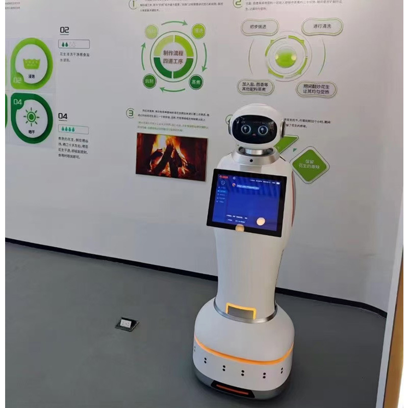 The intelligent service reception, welcoming and explanation robot in the Red Sun Technology Government Affairs and Taxation Hall exhibition Hall can take the elevator to guide interaction and communication Application Scenario