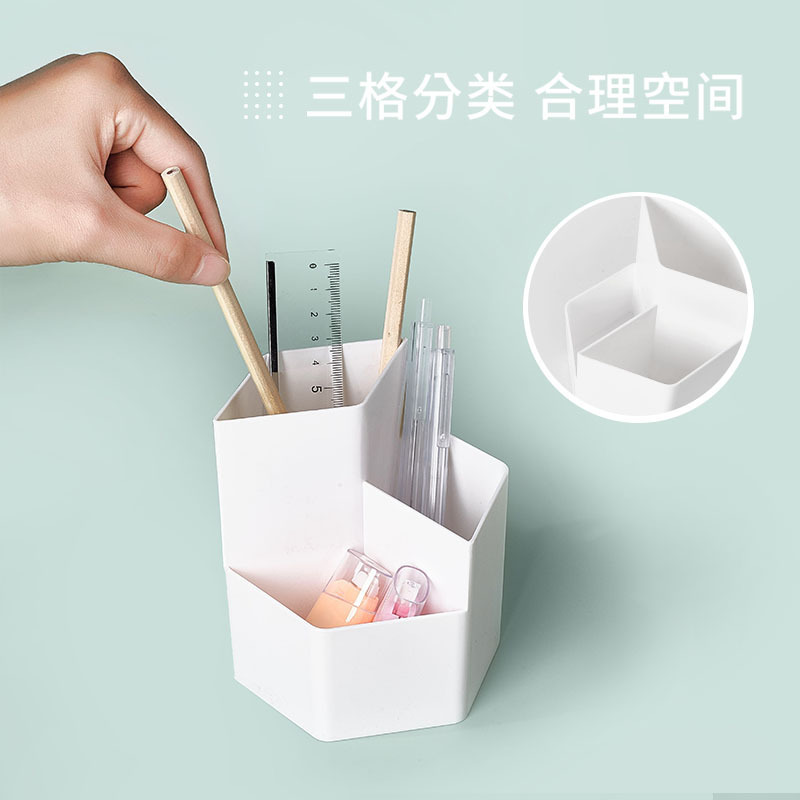 桌面笔筒ins多格文具收纳桶化妆刷化妆品置物架大容量万福专供细节图