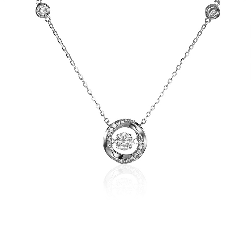 Pure silver necklace for women, 2026 new three-second heartbeat collarbone chain, light luxury and niche design sense, the same style of necklace Item Picture