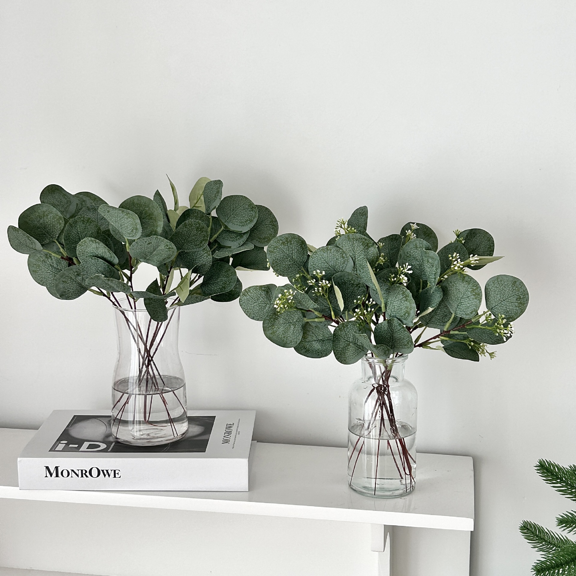 仿真尤加利带果金钱叶苹果叶diy装饰仿真植物跨境亚马逊厂家批发