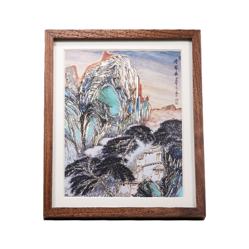 手绘国画/工艺品/幸运摆件/手绘国画花鸟画/山水画新中式白底实物图