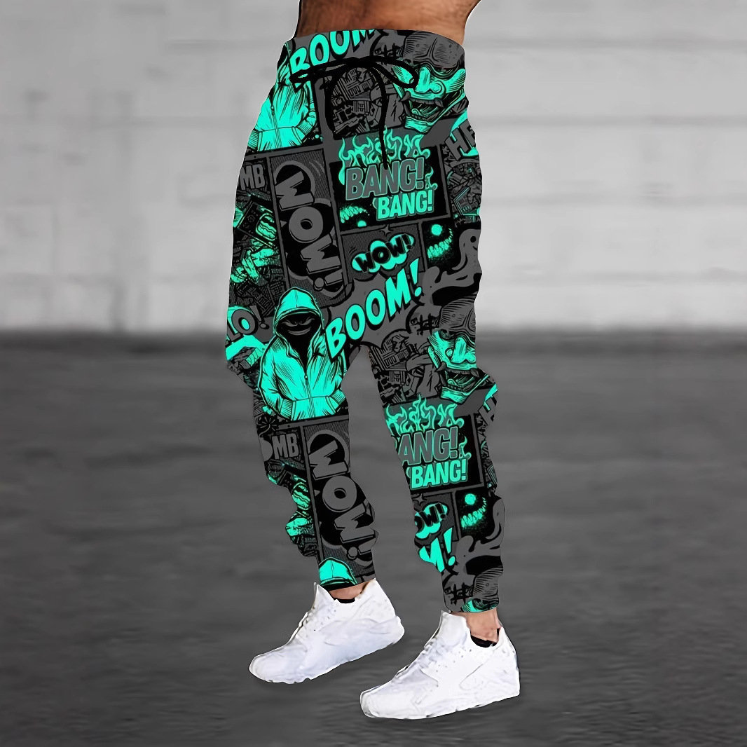 Independent station cross-border trade men's 3D colorful printed sportswear and casual sweatpants, fashionable and versatile autumn drawstring long pants Application Scenario