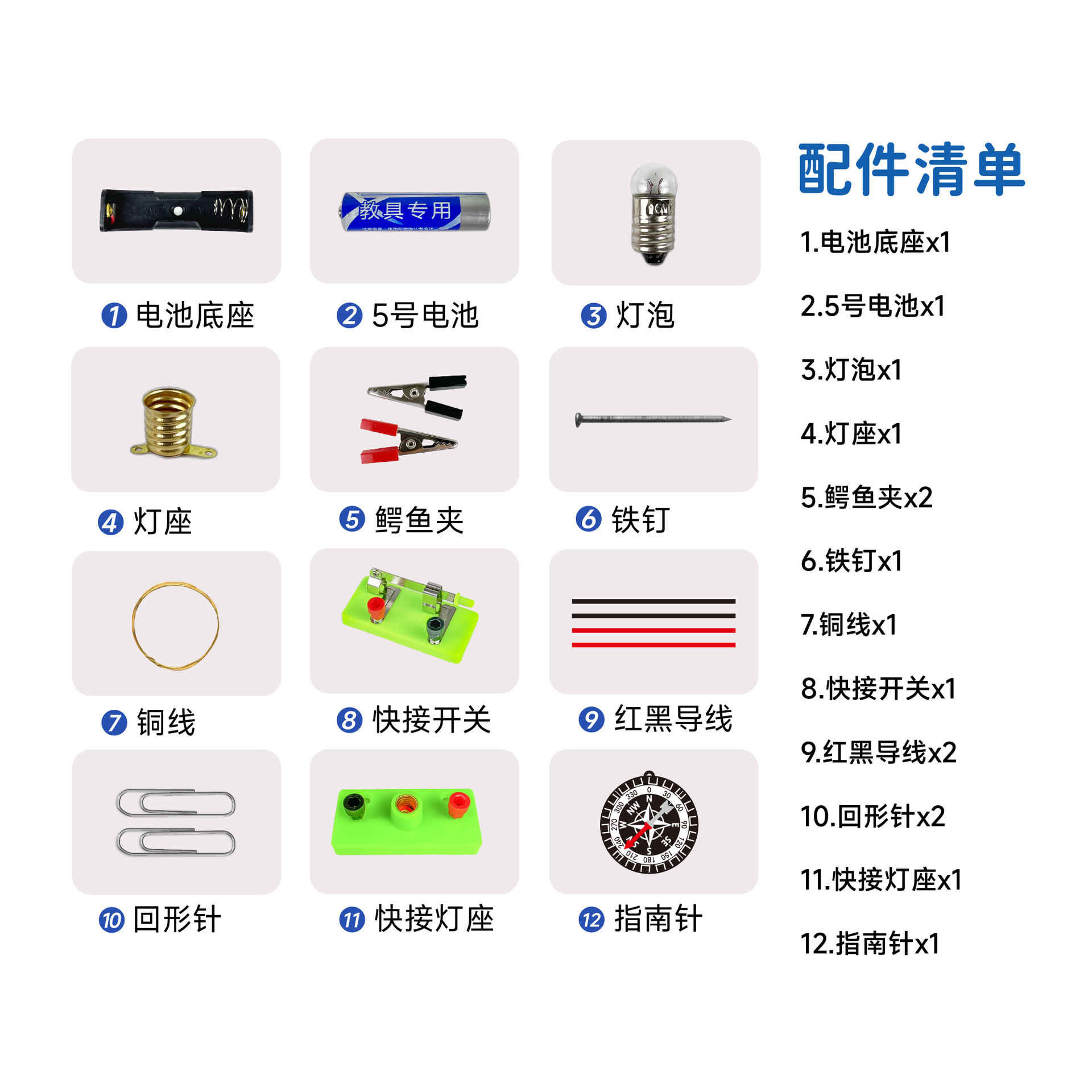 Primary school students' science experiment set: Simple circuit closure experiment, series and parallel lighting of small light bulbs Experiment set Application Scenario