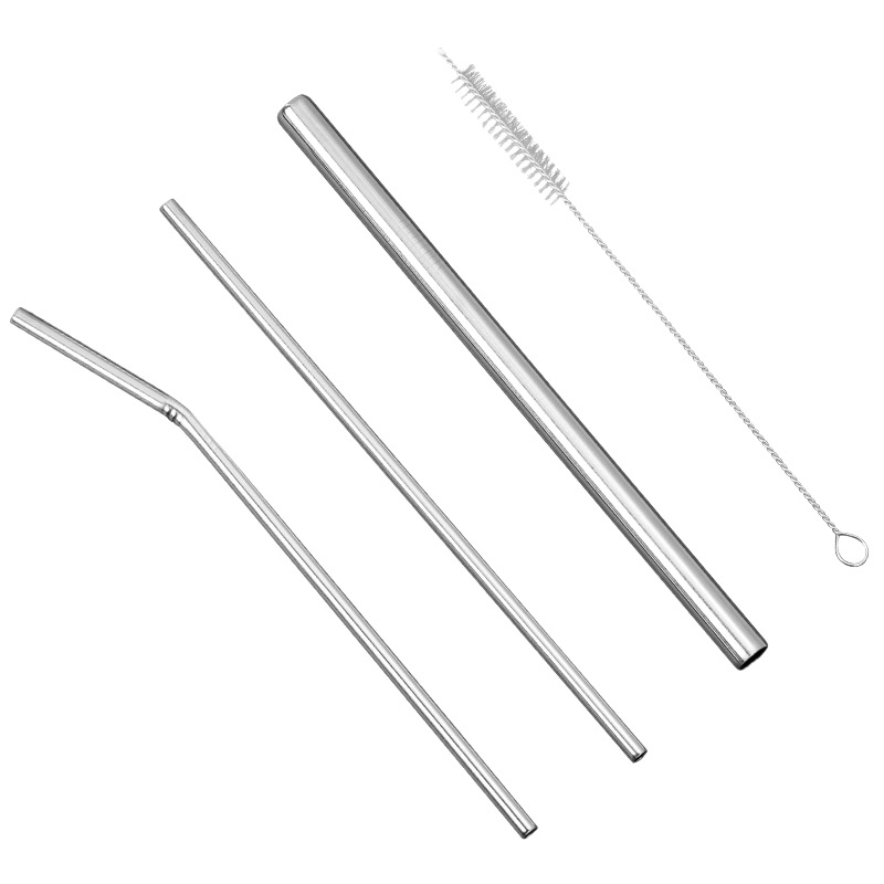 Cross-border 304 stainless steel straw set, creative metal straight tubes, beverage and coffee food-grade straws, factory direct supply Item Picture