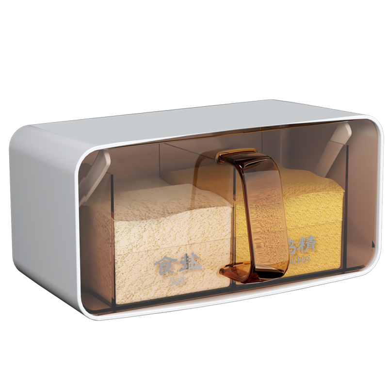 Seasoning box, wall-mounted seasoning jar, household kitchen salt and monosodium glutamate set, combination set, multi-compartment factory direct sales Item Picture