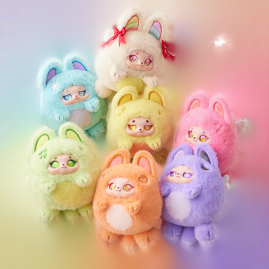 毛绒盲盒钱包搪胶毛绒盲盒可爱卡皮巴拉斜跨包多彩球球盲盒挂件