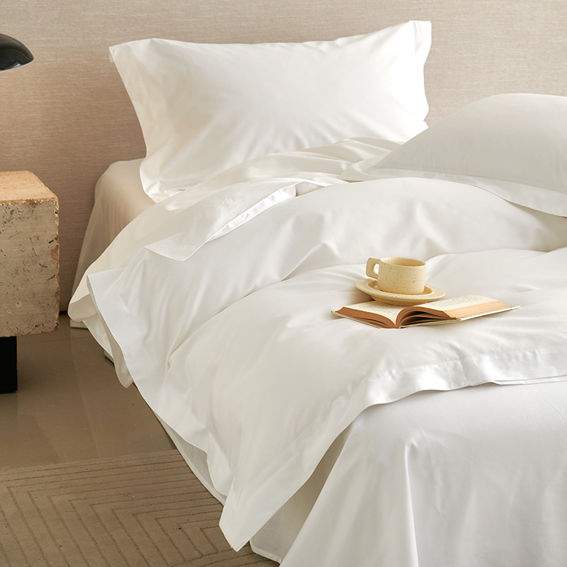 Hotel supplies, linen four-piece sets, pure cotton brocade, hotel bedding, homestay white quilt covers, bed sheets and pillowcases wholesale Specification image