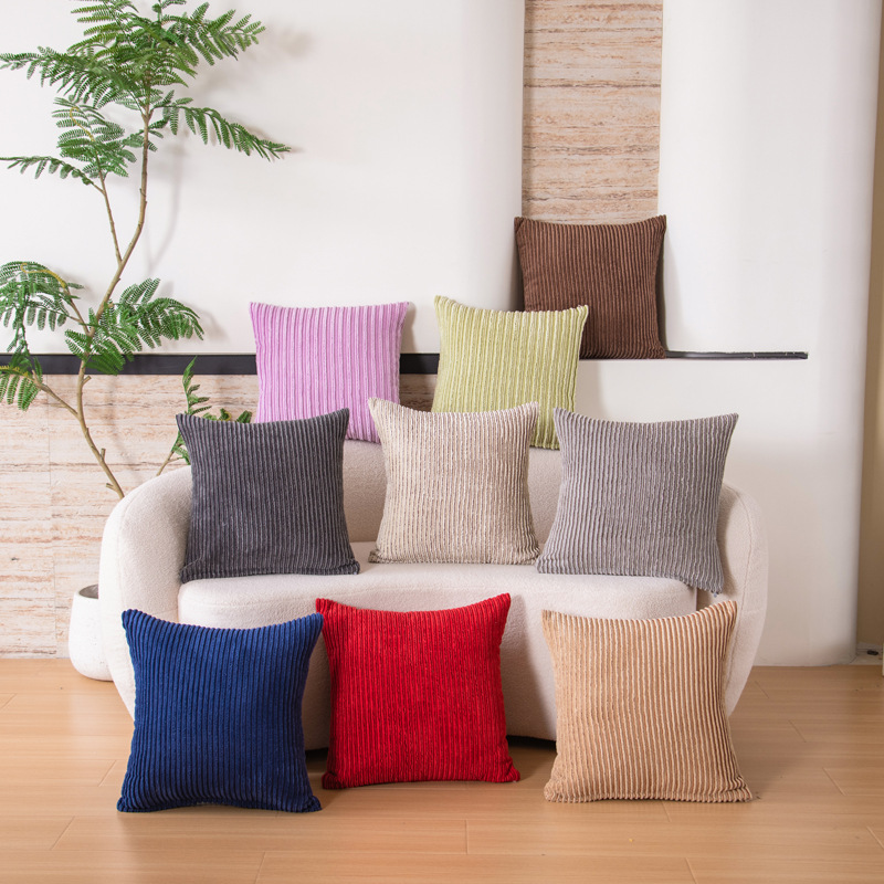 Amazon cross-border solid color simple corduroy pillowcase, living room sofa cushion cover, model room decorative pillow cover