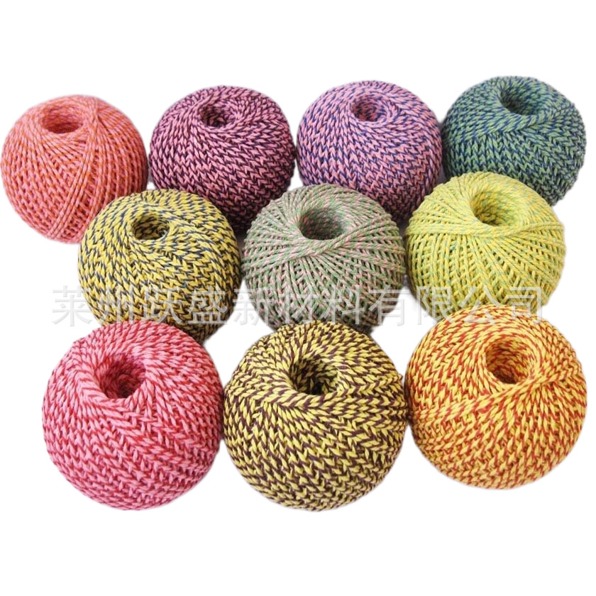 Yuesheng Factory's 2MM two-color cotton rope, colored cotton thread, gold and silver thread cotton rope, three-strand cotton rope, 100-meter zongzi rope Item Picture