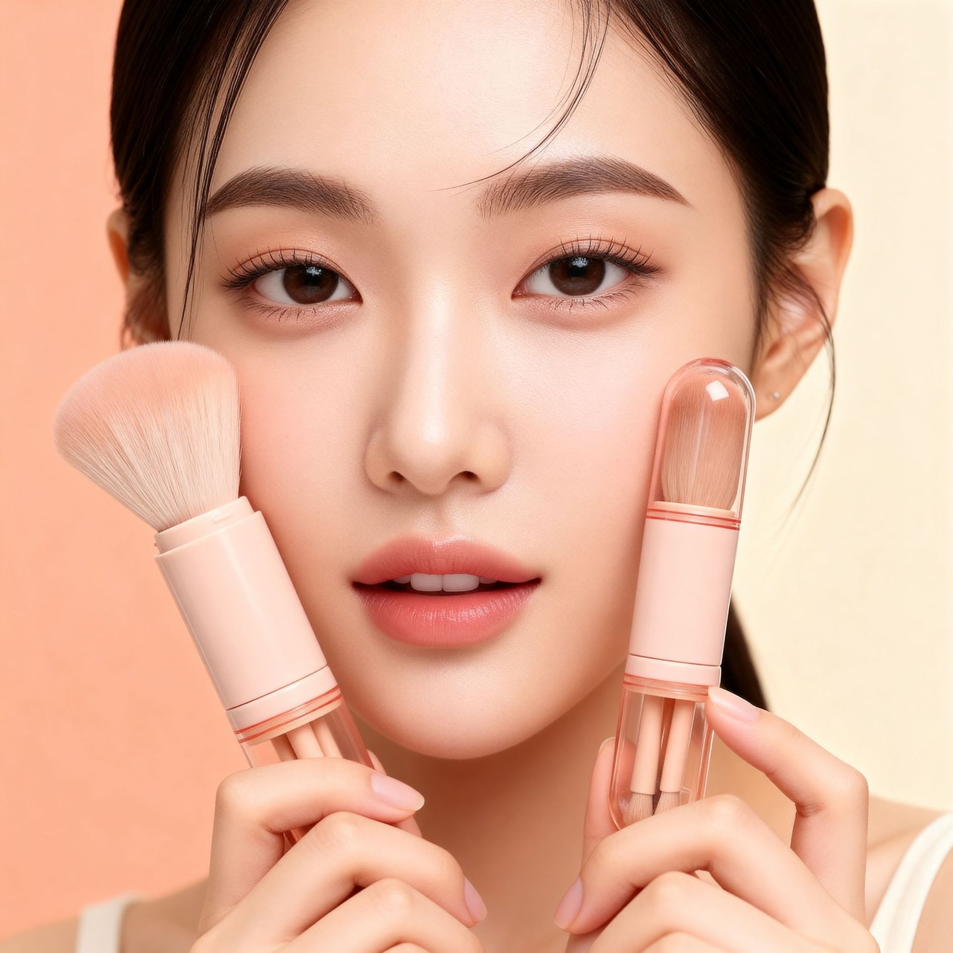 Mini extendable makeup brush, skin tone extendable makeup brush, portable makeup brush Application Scenario