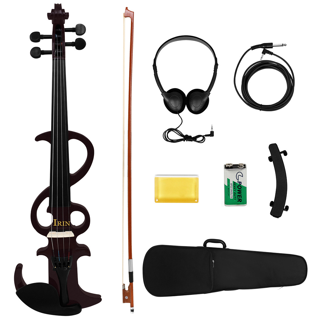 Electro-acoustic violin, solid wood violin, adult, children, beginners, playing electronic violin, headphones, silent violin details Picture