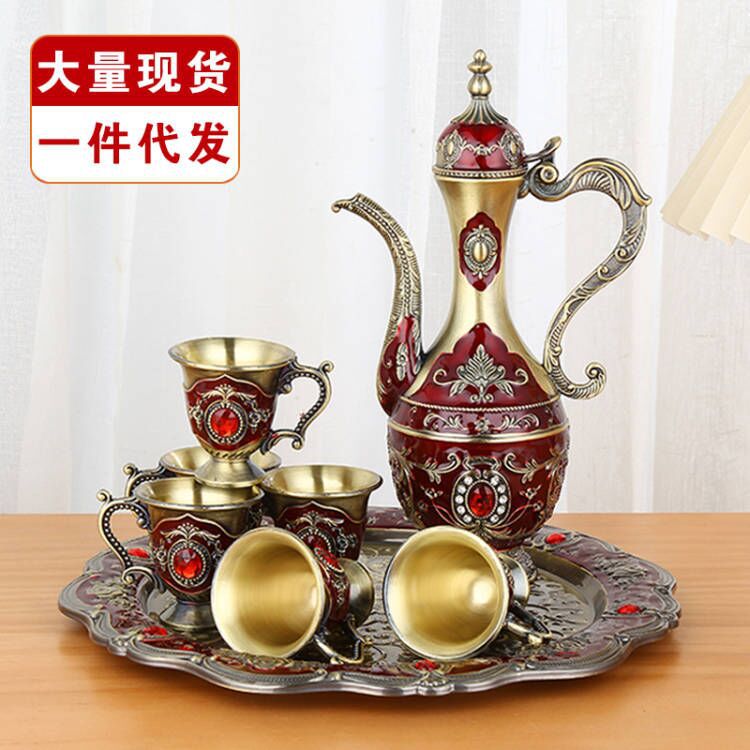 复古酒具套装白酒送长辈礼物古典俄罗斯酒杯套装结婚礼品手工艺品