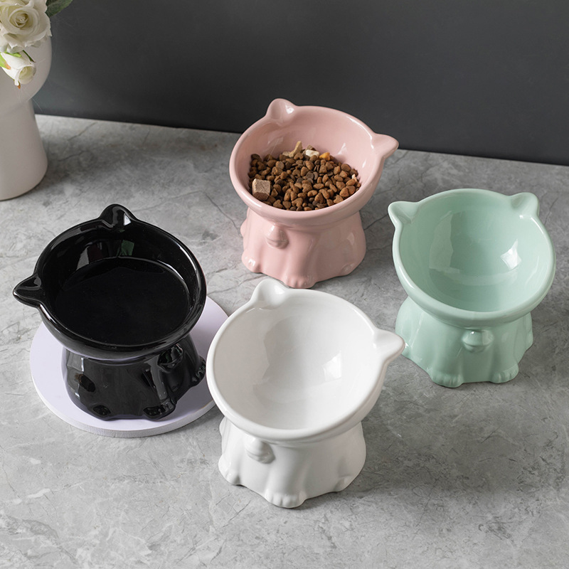 Ceramic cat bowl, pet supplies, automatic feeder, cat supplies, large capacity, durable and shockproof