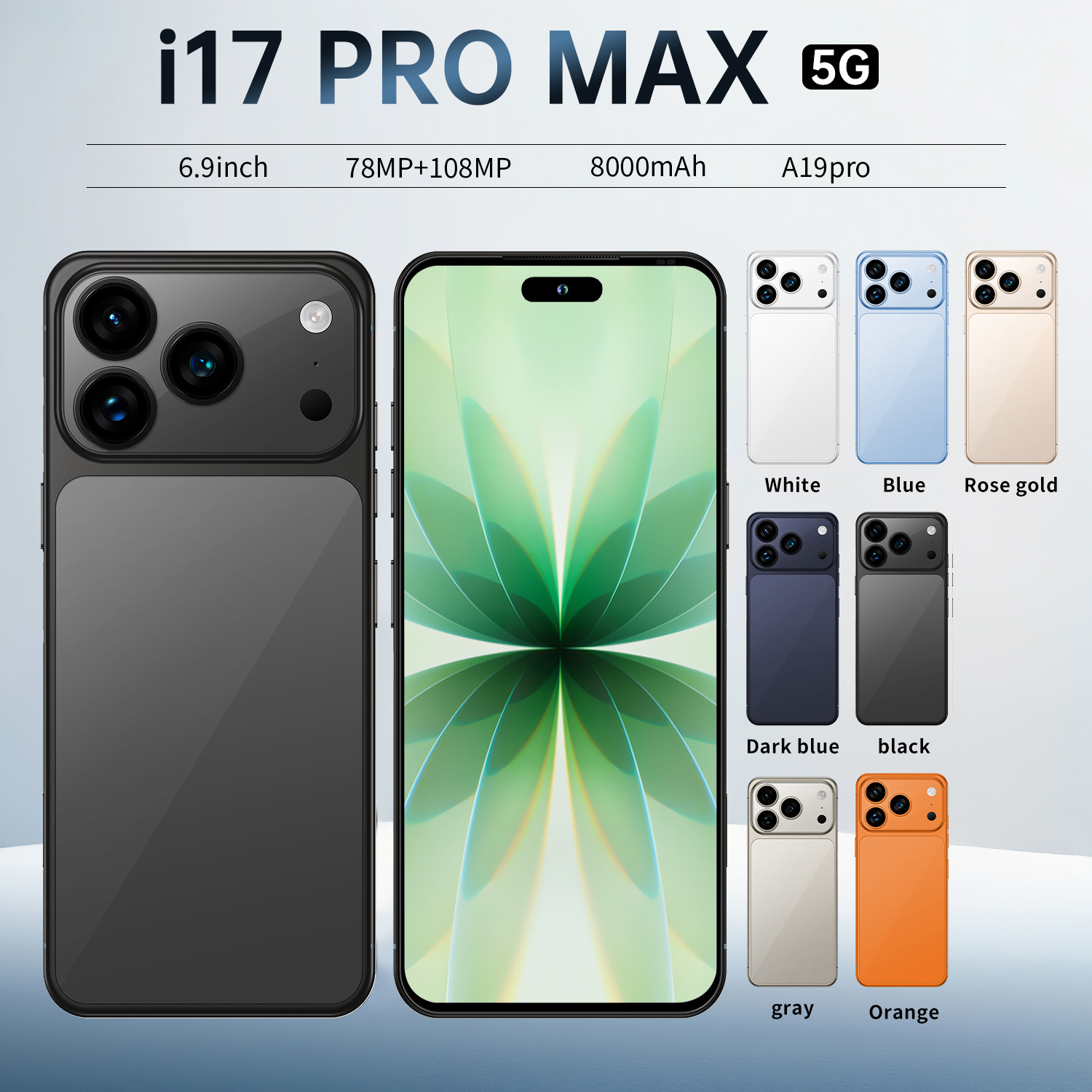 I17promax Cross-border 6.9 Dynamic Island inch Android 4+64G Global Compatible true 4G smart phone 8-core high-definition screen factory wholesale price Specification image