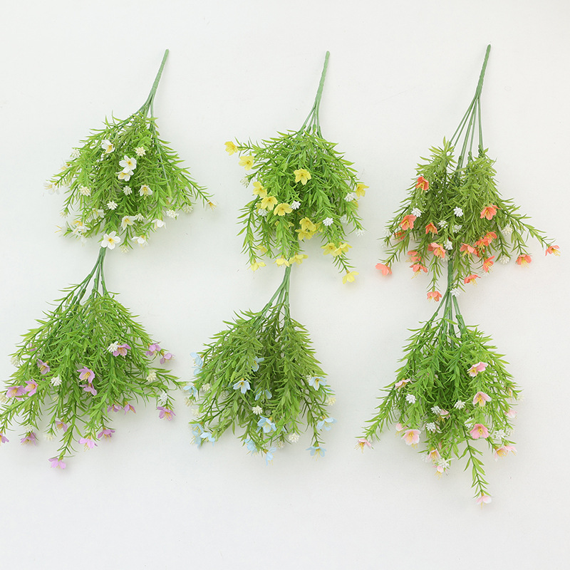 Dove Artificial seven-pronged jasmine artificial flower plastic plant wholesale, garden plants, outdoor home decoration small bunch flowers full figure