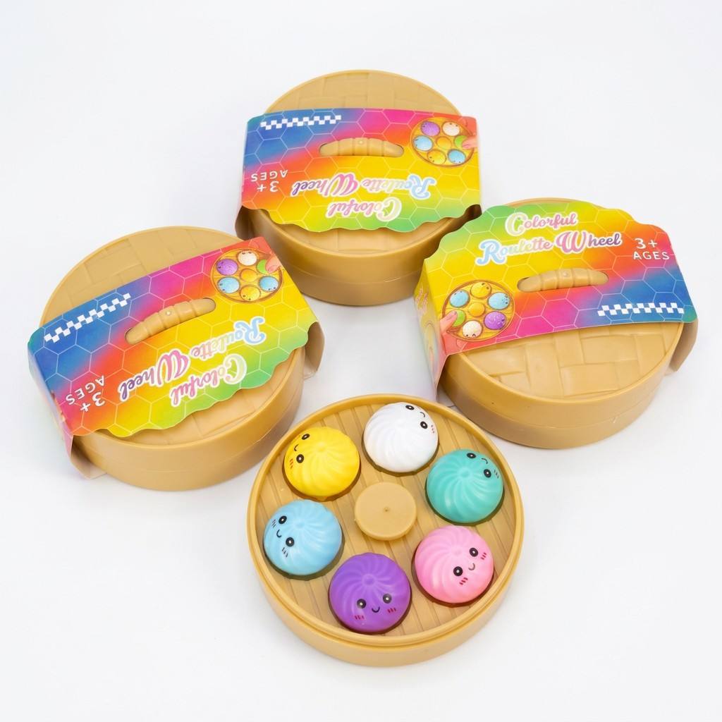 Cross-border simulation six-color steamed buns with steamer, a stress-relieving magic tool, a stress-relieving fingertip press toy, a tabletop decorative item Specification image