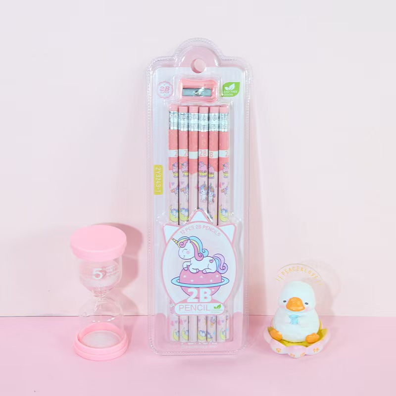 12-piece small leather-tipped pencils with pencil sharpeners, box gift, student graphite core 2B unicorn pencils Application Scenario