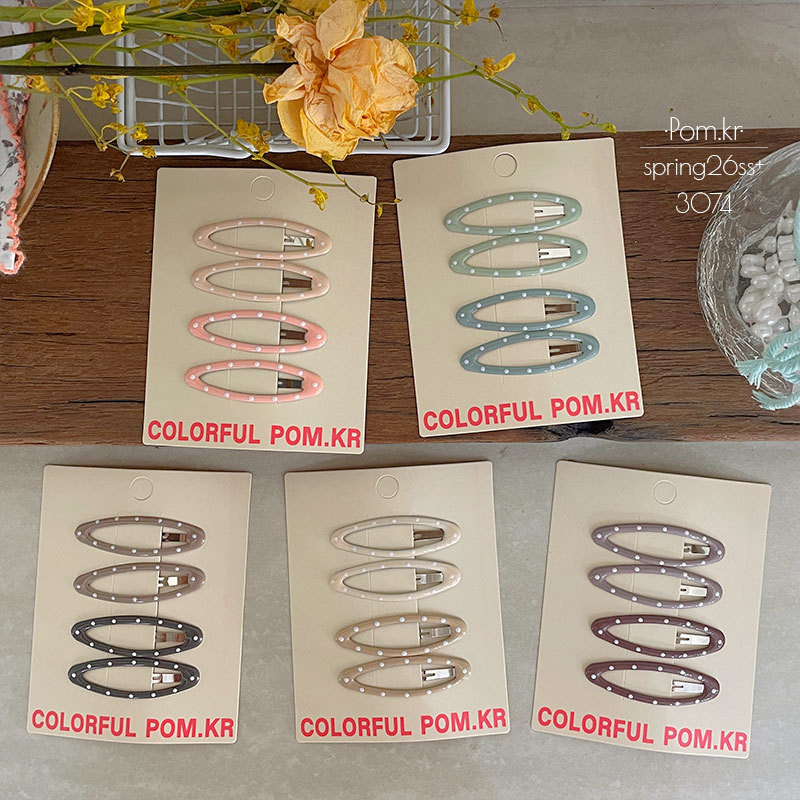 Spring new Korean-style polka dot oval hairpin for children, simple and sweet bye-bye clip, oil-dripping ins girl hairpin Specification image