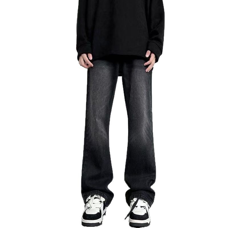 Spring 2025 foreign trade micro-flared jeans, men's slimming American high street wide-leg pants, washed retro men's long pants Item Picture