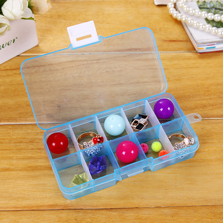 Color 10-compartment PP plastic jewelry storage box and multi-compartment parts storage box details Picture