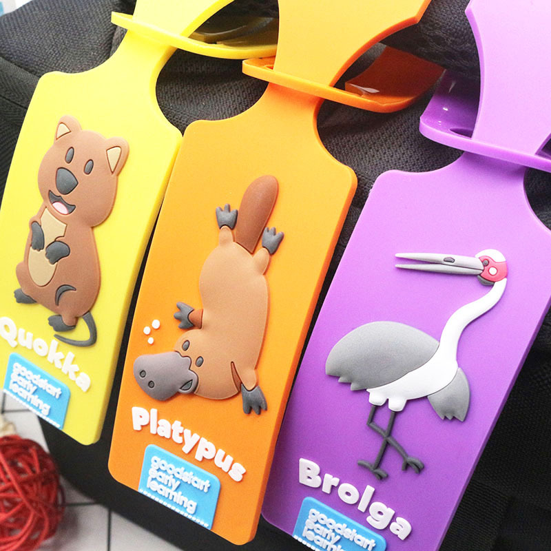 Katong Creative Cute animal luggage tags PVC soft rubber resin luggage tags promotional gifts details Picture