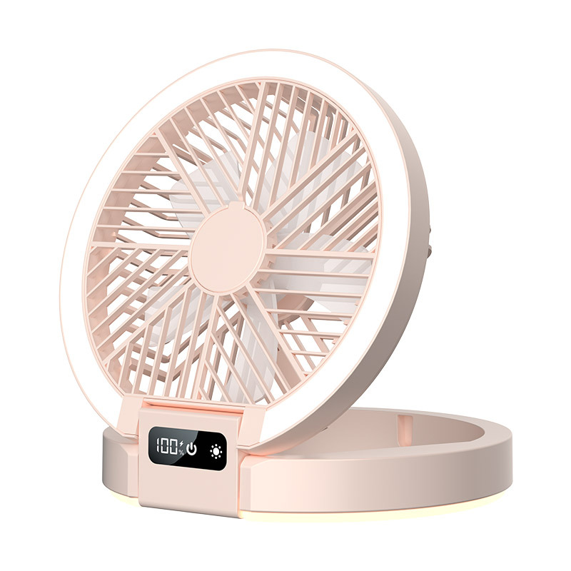 USB folding fan, portable telescopic outdoor fan, desktop fan, lighting touch screen wall-mounted fan M141 Item Picture