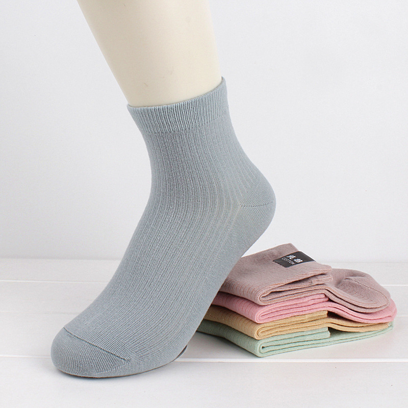 厂家批发日系五色女袜秋季中筒抽条女士袜子批发东北棉袜