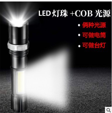 Zoom long-range mini LED aluminum alloy strong light flashlight, USB charging COB work light, cross-border special flashlight Application Scenario