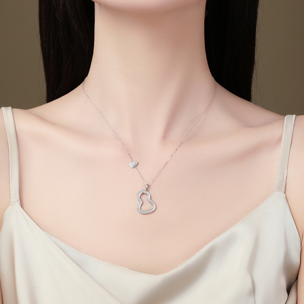 葫芦项链女S925纯银吊坠小众轻奢精工镶钻锁骨链女直播供货产品图