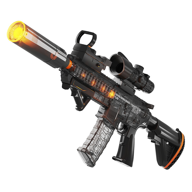 Children's new Explosive Flash M416 electric water gun, high-pressure continuous firing, cool revolving lantern, large-capacity water gun toy Item Picture