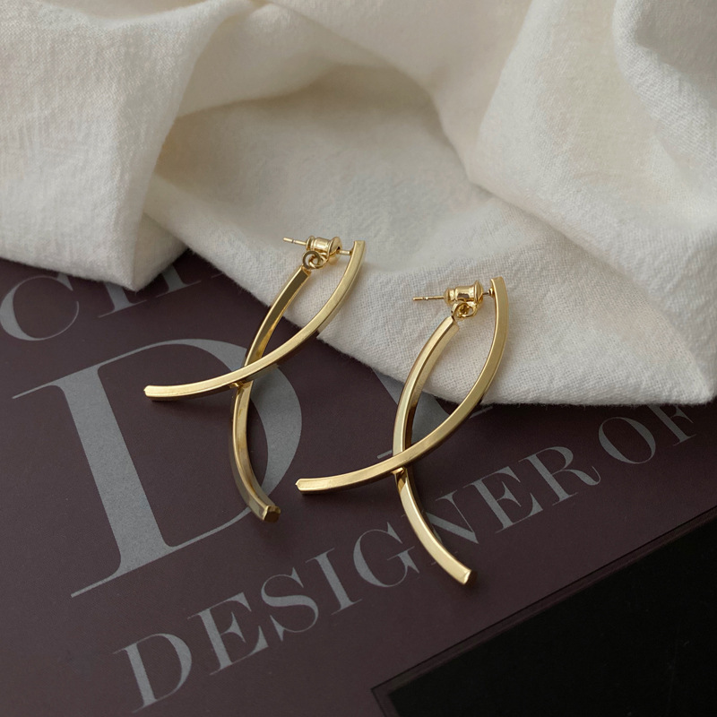 New long slimming earrings, European and American style stud earrings, high-end and niche design style metal earrings wholesale Application Scenario
