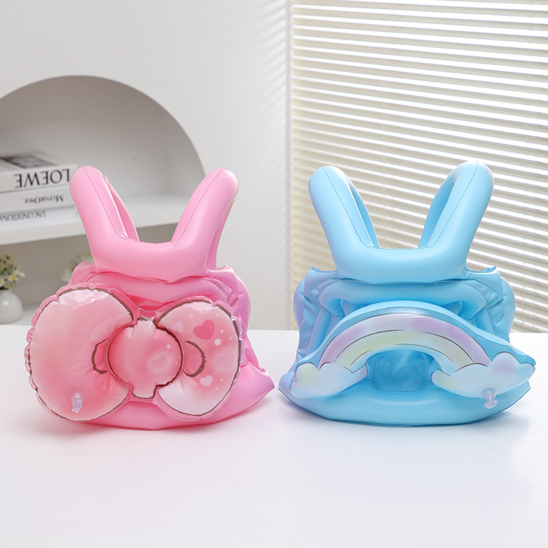 现货款冰激凌充气背心网红趴充气2-5岁宝宝浮力儿蝴蝶结童浮力衣产品图